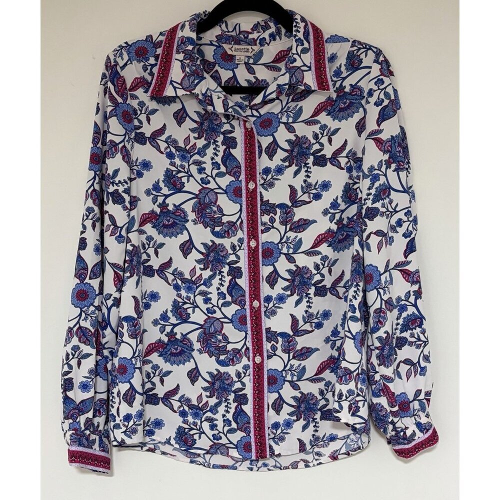 Nanette Lepore Floral Paisley Long Sleeve Button Down Top Women’s Size Small